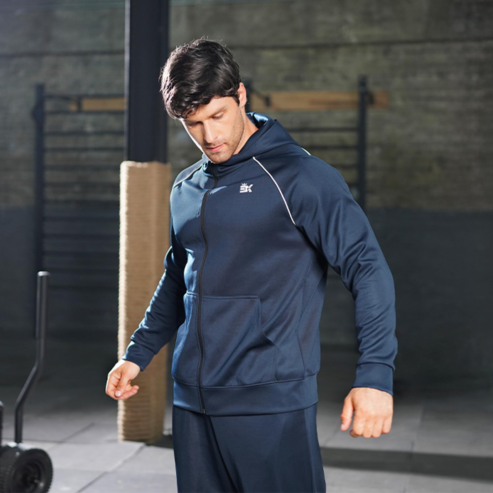BROKIG Zipplat - Felpa con cappuccio, da uomo, con cappuccio, con cerniera, casual, invernale, con cerniera, per sport, abbigliamento casual