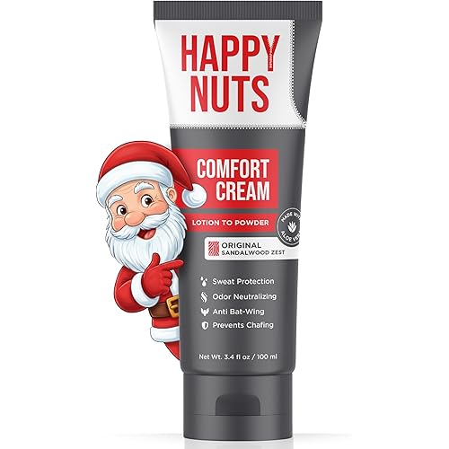 HAPPY NUTS Comfort Cream Deodorant For Men: Anti-Chafing Sweat Defense, Odor Control, Aluminum-Free Mens Deodorant & Hygiene Products for Men's Private Parts 3.4oz, Original