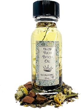 Rich Bitch Oil by New Moon Vibes - Attract Luxury Lavish Lifestyle Abundance Success Wealth Prosperity Spells Conjure Rituals - Handmade with Essential Oils & Herbs - Wicca Pagan Hoodoo Magick