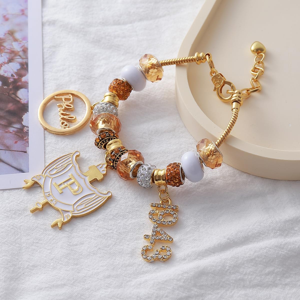 Gold Soror Beaded Pendants Greek Sorority SGR Bracelets Life Members Gifts Jewelry - Image 7