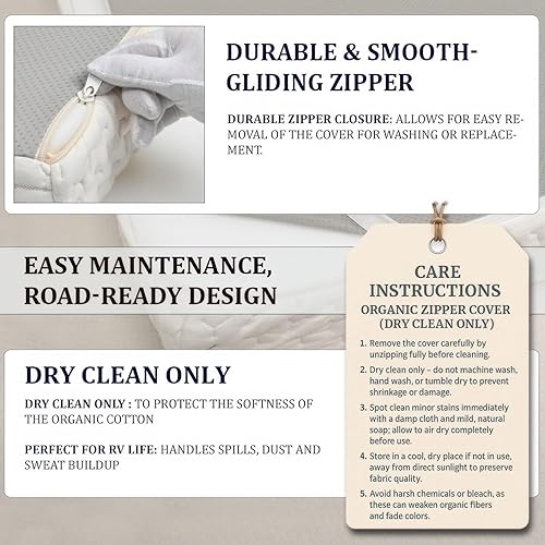 Miniatura 5 de Foamma Colchón de espuma de alta densidad de 4 x 48 x 75 pulgadas, para camión, caravana, litera de alta densidad, funda de algodón orgánico, Alta