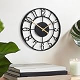 LEIKE Arabic Numeral Wall Clock 10IN Battery Operated Black, Silent Non Ticking, Wall Clocks for Living Room Decor, Small Classic for School, Office, Home, Kitchen, Bedroom