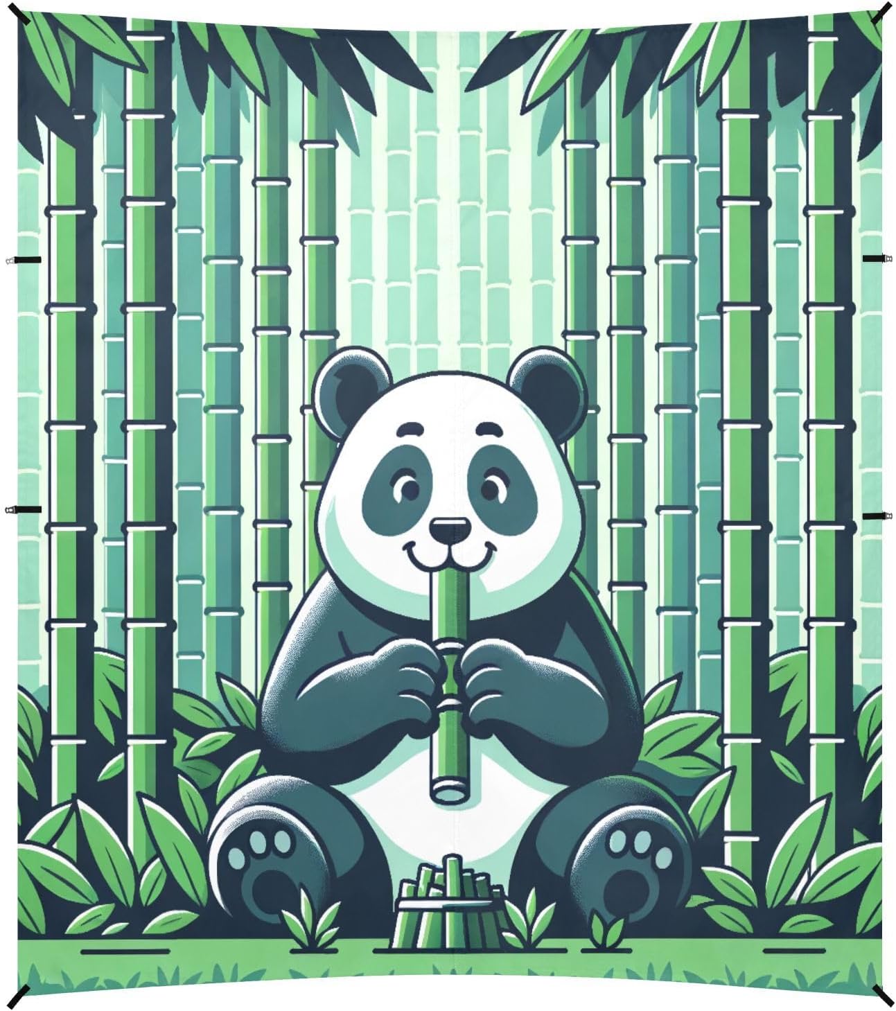 ALAZA Panda Bamboos Beach Tent Sun Shelter UPF50+ Protection Beach Shade Canopy w/ 4 Sandbags for Outdoor Camping, Fishing, Backyard Fun, Picnic, 10x9 ft