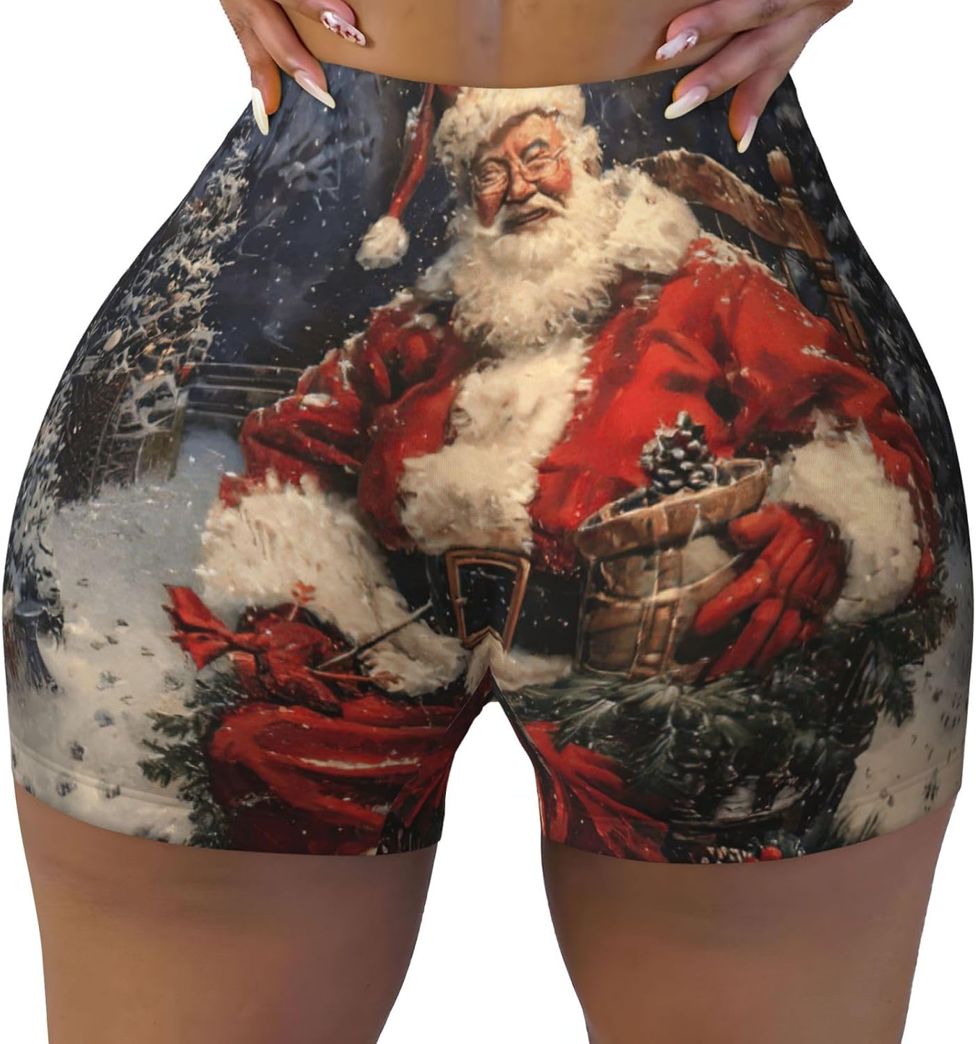 Merry Christmas Print Premium Running Shorts for Women,Biker Shorts,for Gym Sessions and Casual Wear