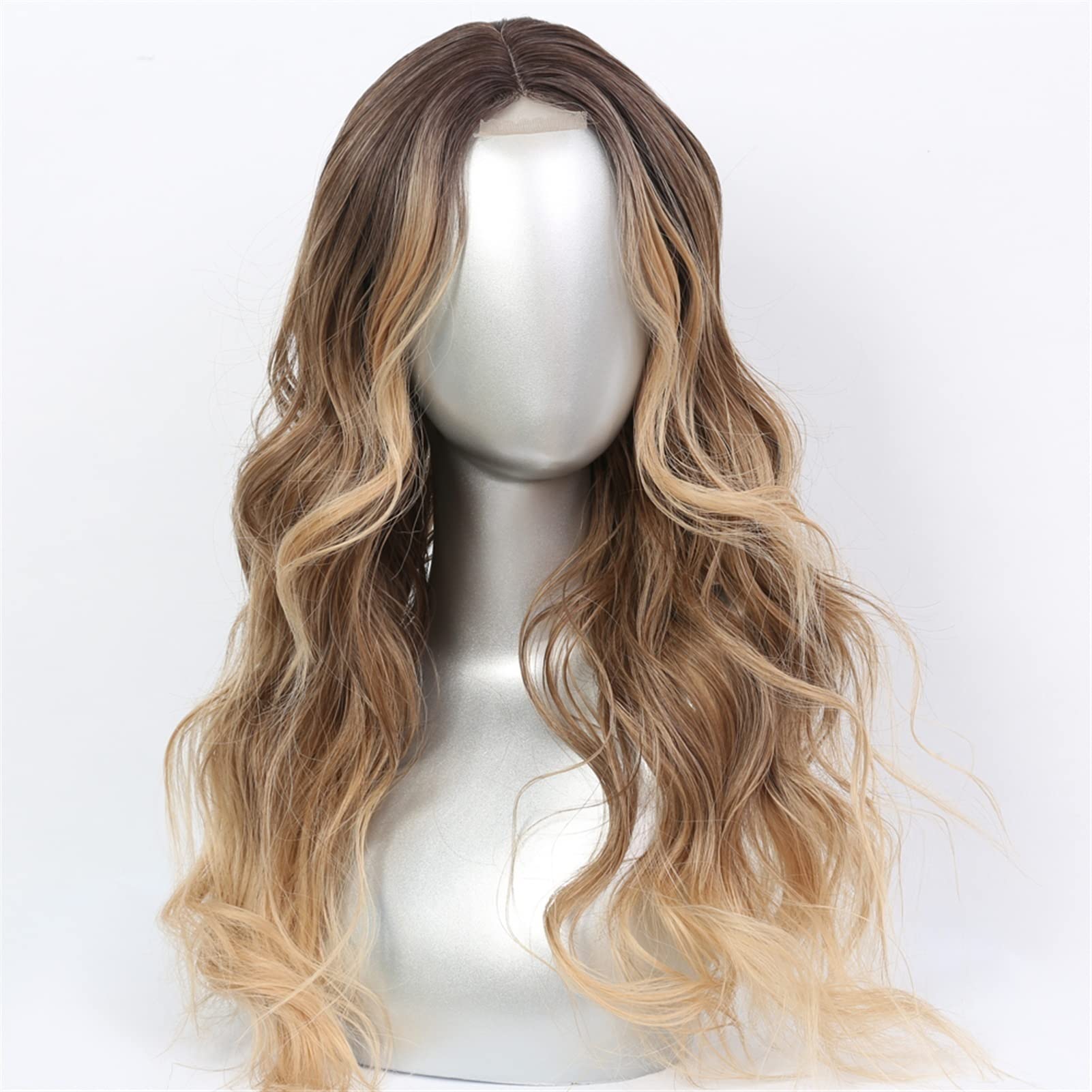 Parrucche sintetiche in pizzo for donna Separazione centrale lunghe in ondulato da 26 pollici Capelli sintetici in fibra ad alta temperatura for Cosplay/Quotidiano