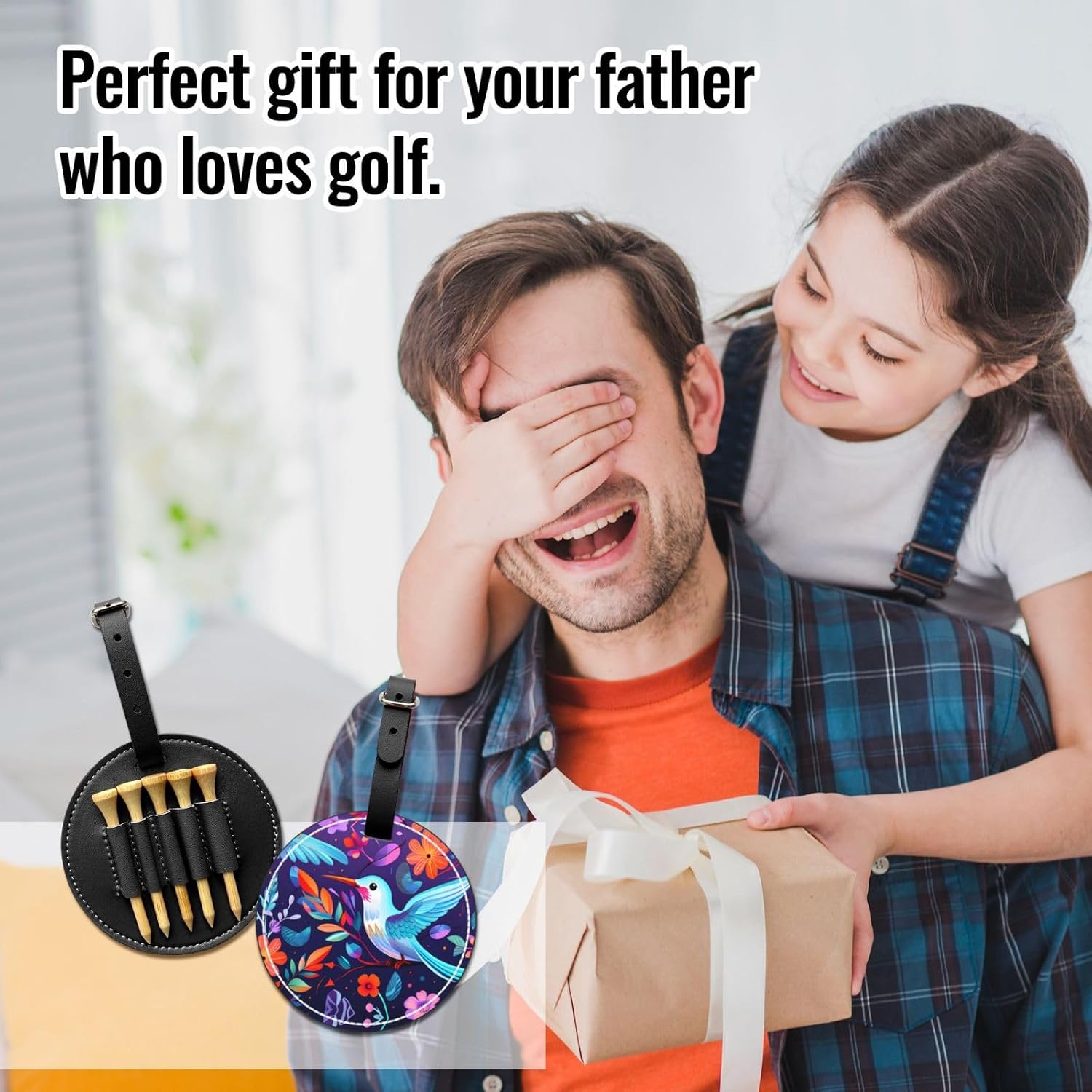 Hummingbird Prints Black Printed Golf tee Storage Bag - for Men only, Durable PU Material, Easy to Carry, Enhance The Golf Experience