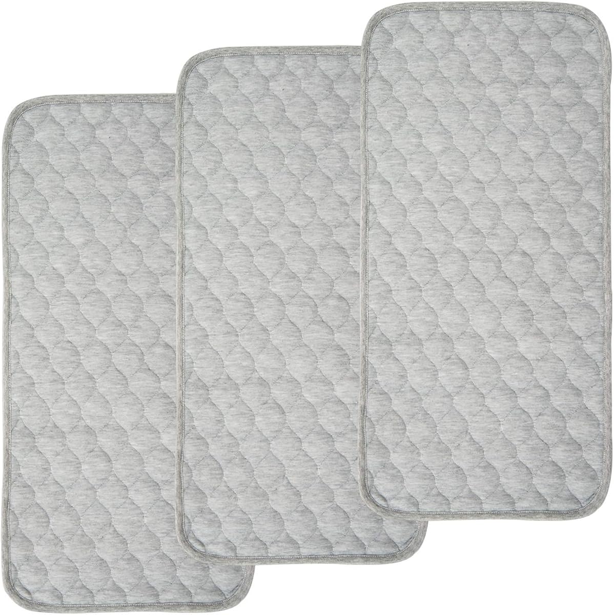 Quilted Thicker Waterproof Changing Pad Liners 3 Count(Gray 13” x 27”)