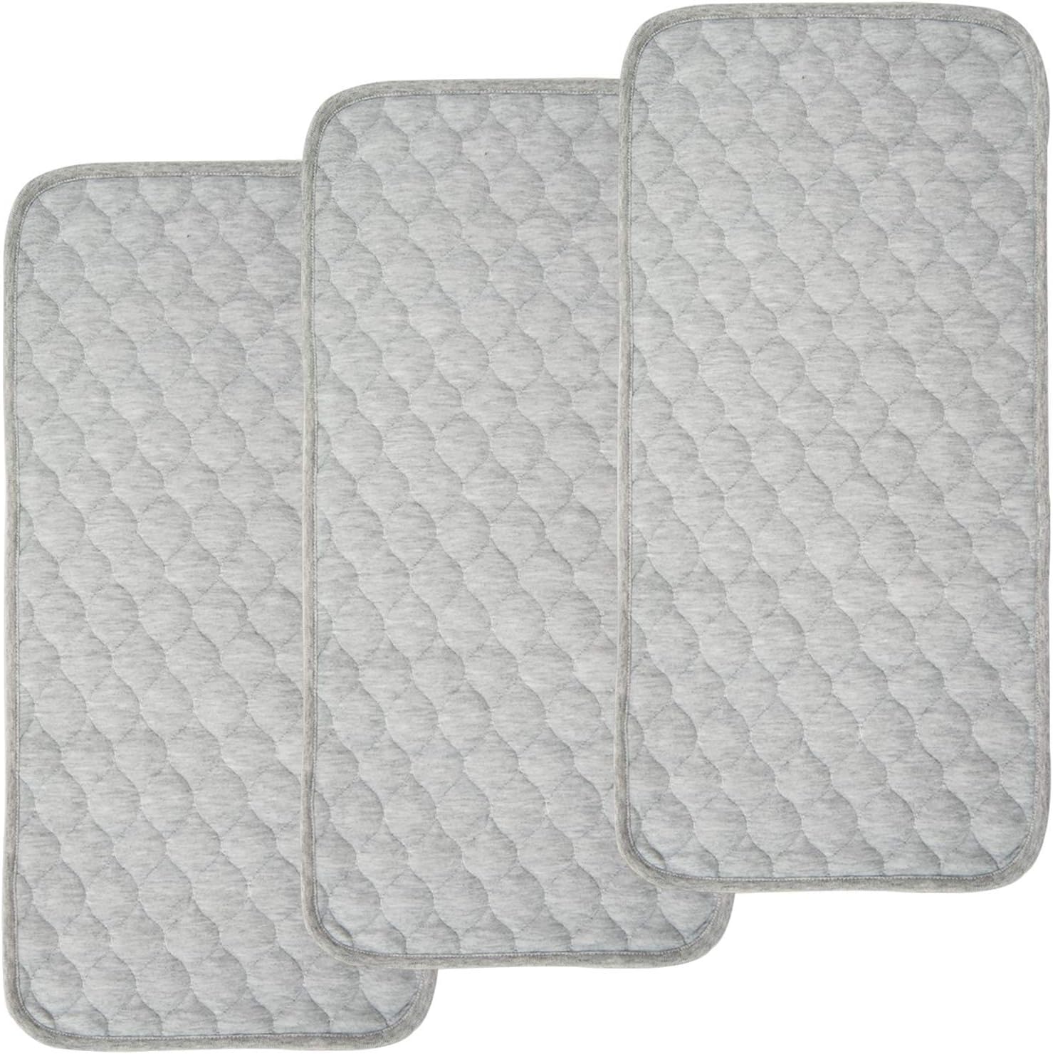 BlueSnail Quilted Thicker Waterproof Changing Pad Liners 3 Count(Gray 13” x 27”)