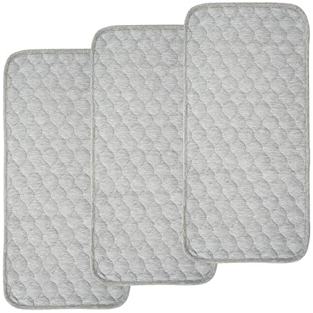 BlueSnail Bamboo Rayon Quilted Thicker Longer Waterproof Changing Pad Liners for Babies 3 Count (Heather Gray)