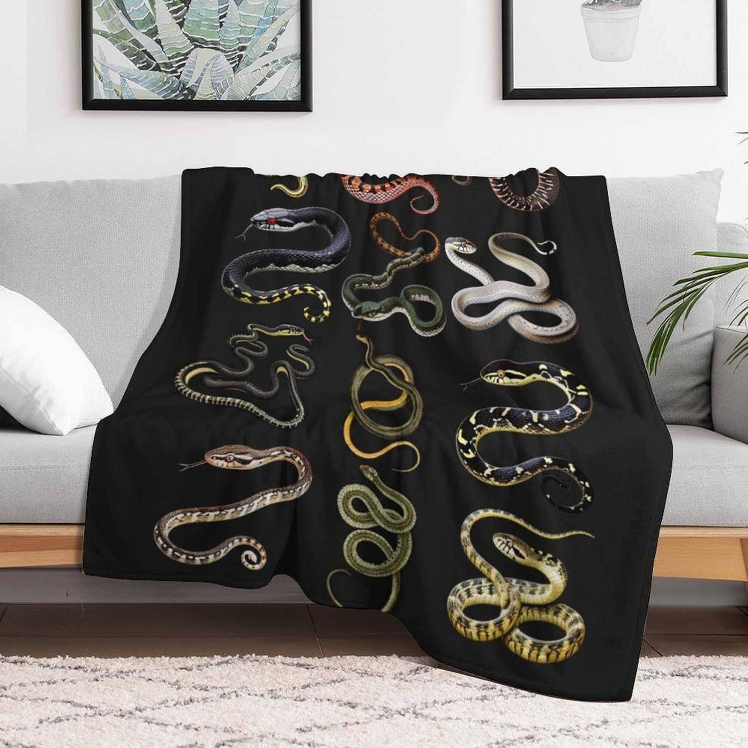 Different Types of Snakes Throw Blankets Blanket Bed Blanket Couch Decorative Throw Blankets Soft Cozy Warm Living Room Bedroom