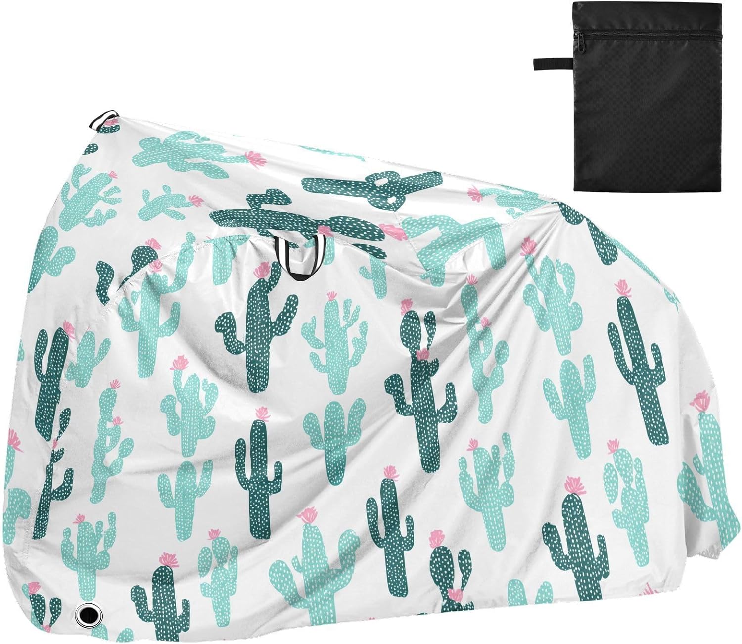 ALAZA Cute Turquoise Cactus Cacti Bike Cover Waterproof Outdoor Ebike Bicycle Covers Tarp Protection for 1/2 Bikes, Sun UV Dust Wind Proof