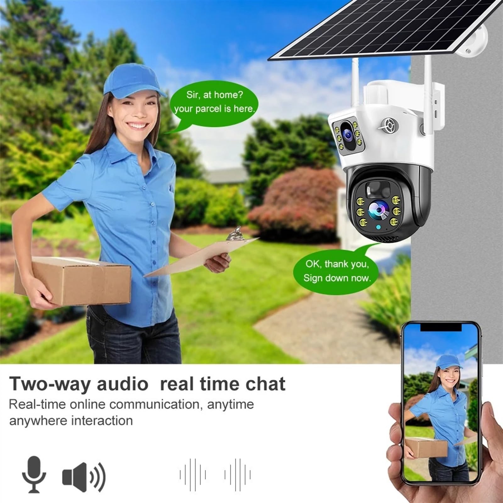 Telecamera Wifi Esterno, Telecamera HD da 4MP/8MP Telecamera IP solare PTZ wireless esterna Telecamera di videosorveglianza con batteria incorporata Telecamera impermeabile ,Sicurezza, Antifurto(4MP W