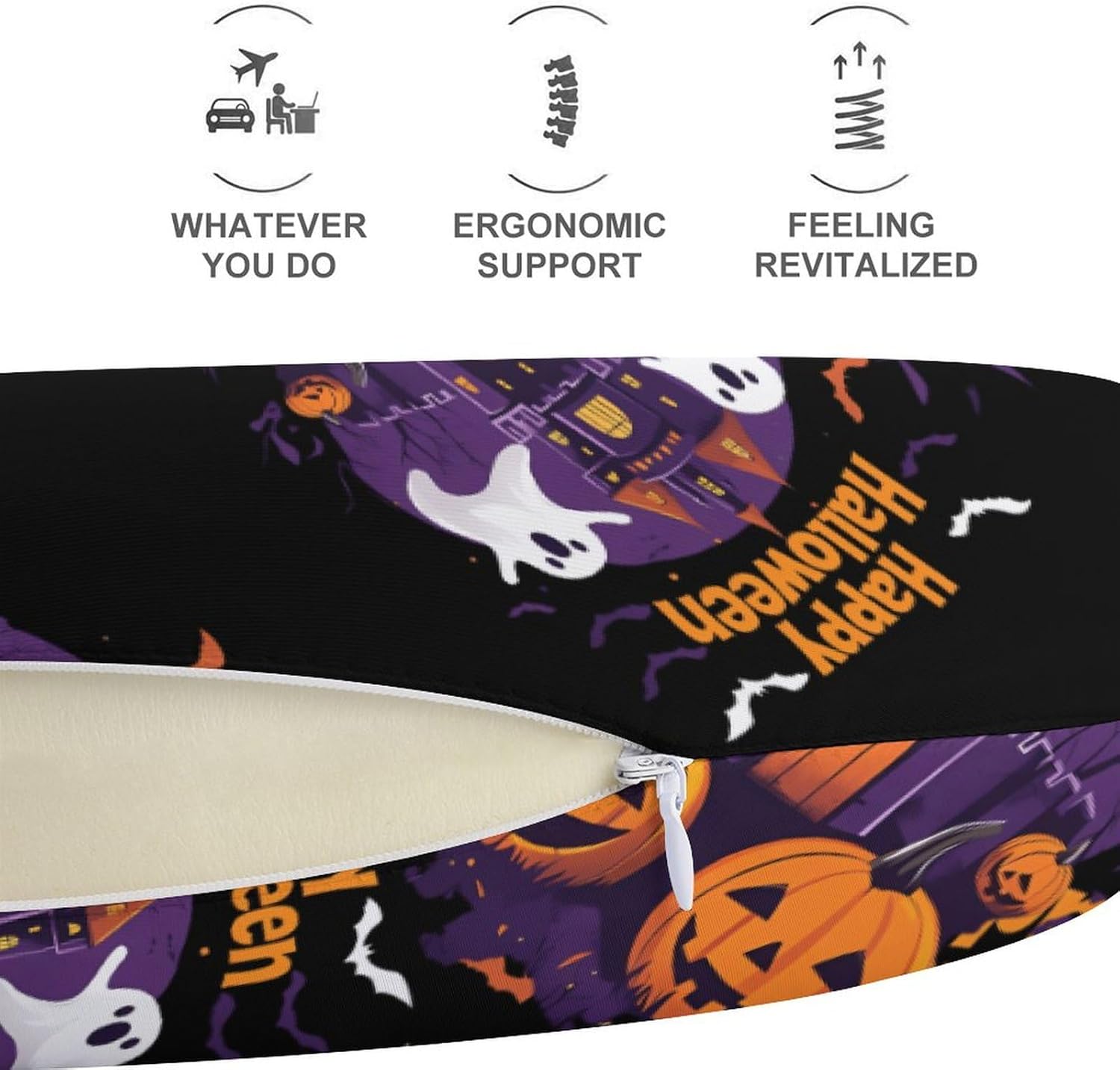 Halloween-Themed Pumpkins Ghosts Memory Foam Pillows U Shaped Travel Neck Pillow
