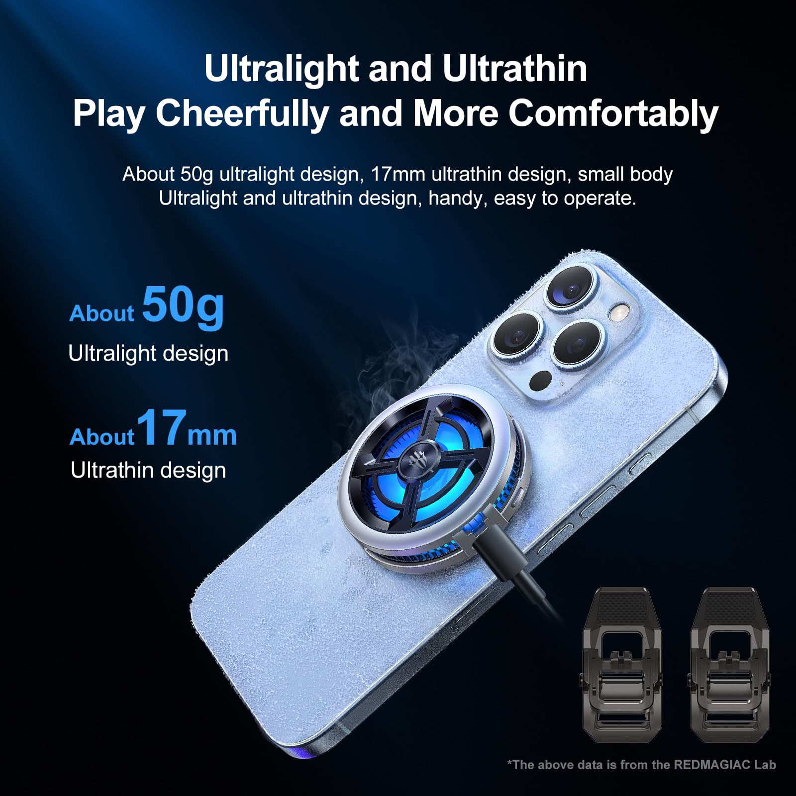 Nubia RedMagic 6 Air Magnetic Cell Phone Cooler for Gaming, Lightweight 15W Game Cooler Radiator Fan with Clip, Semiconductor Heatsink Cooling Mobile Phone Cooling Fan for Tablet, iPad, Live Streaming