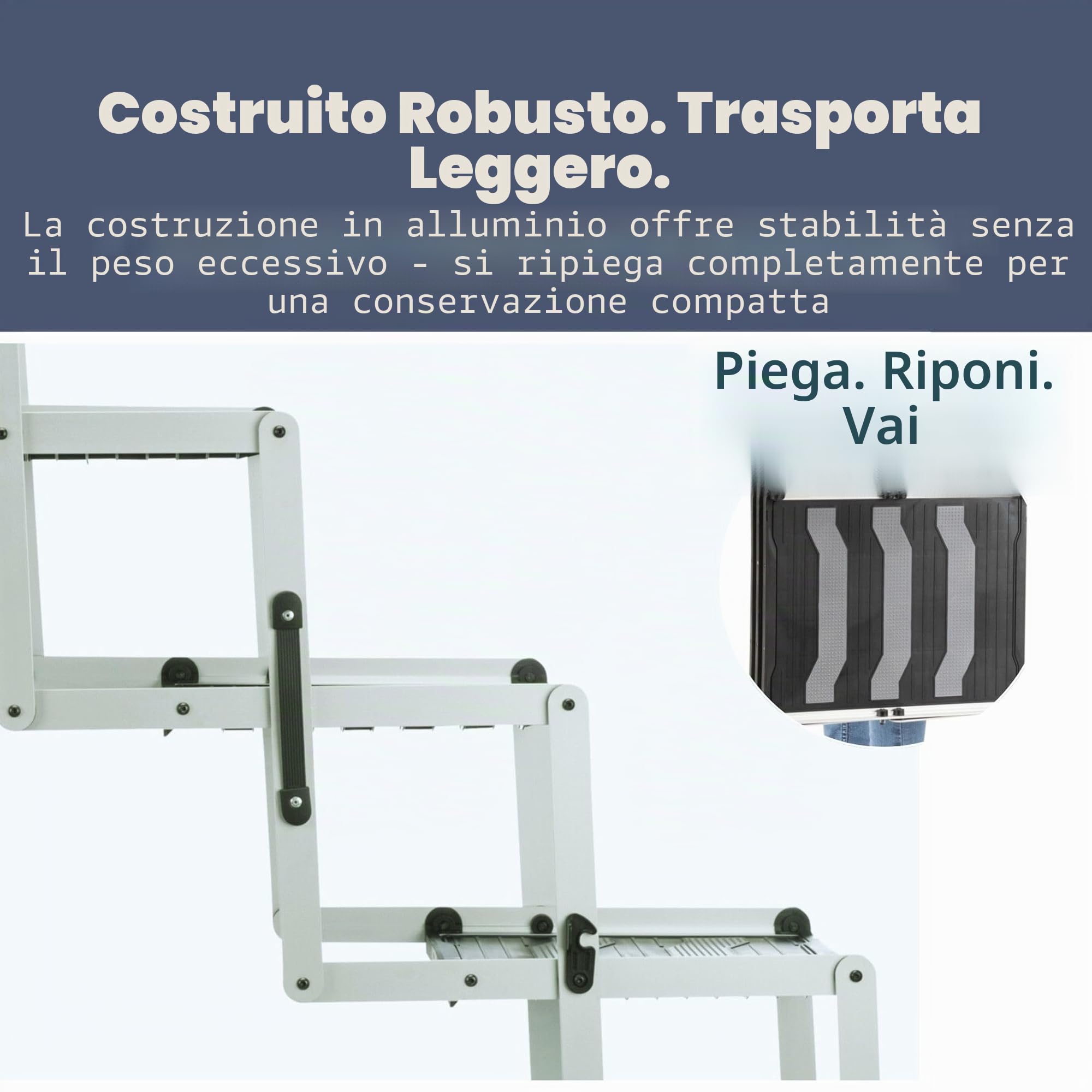 TRIXIE Scaletta pieghevole resistente a 4 gradini per animali domestici, in alluminio leggero, scala portatile, gradini per animali domestici