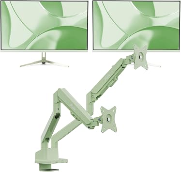 Pixio Two PX27U Wave Mint Green 27 inch 160Hz Refresh Rate 4K 3840x2160p Resolution Fast IPS Panel 1ms GTG Response Time 4K Gaming Monitor and PS1D Wave Mint Green Dual Monitor Arm