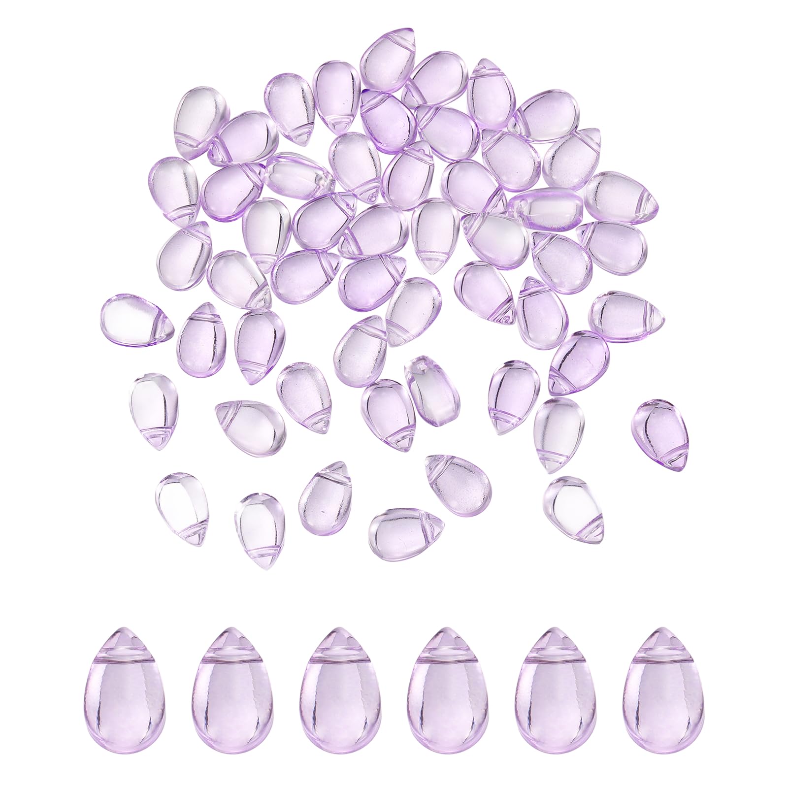 sourcing map 60 Pcs Teardrop Crystal Glass Beads, 6x9mm Teardrop Glass Charm Pendants Water Drop Beads Top Drilled for Jewelry Making DIY Craft Bracelets Necklace, Crystal Purple
