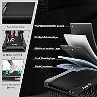 Vista 4 de Goplus Caminadora plegable, cinta de correr compacta superfit con control de aplicación, altavoz de dientes azules, 12 programas preestablecidos