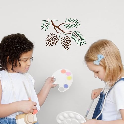 Miniatura 5 de FINGERINSPIRE Plantilla de cono de pino de 11.7 x 8.3 pulgadas, plantilla de cono de pino de plástico, plantillas de pintura de conos de pino,