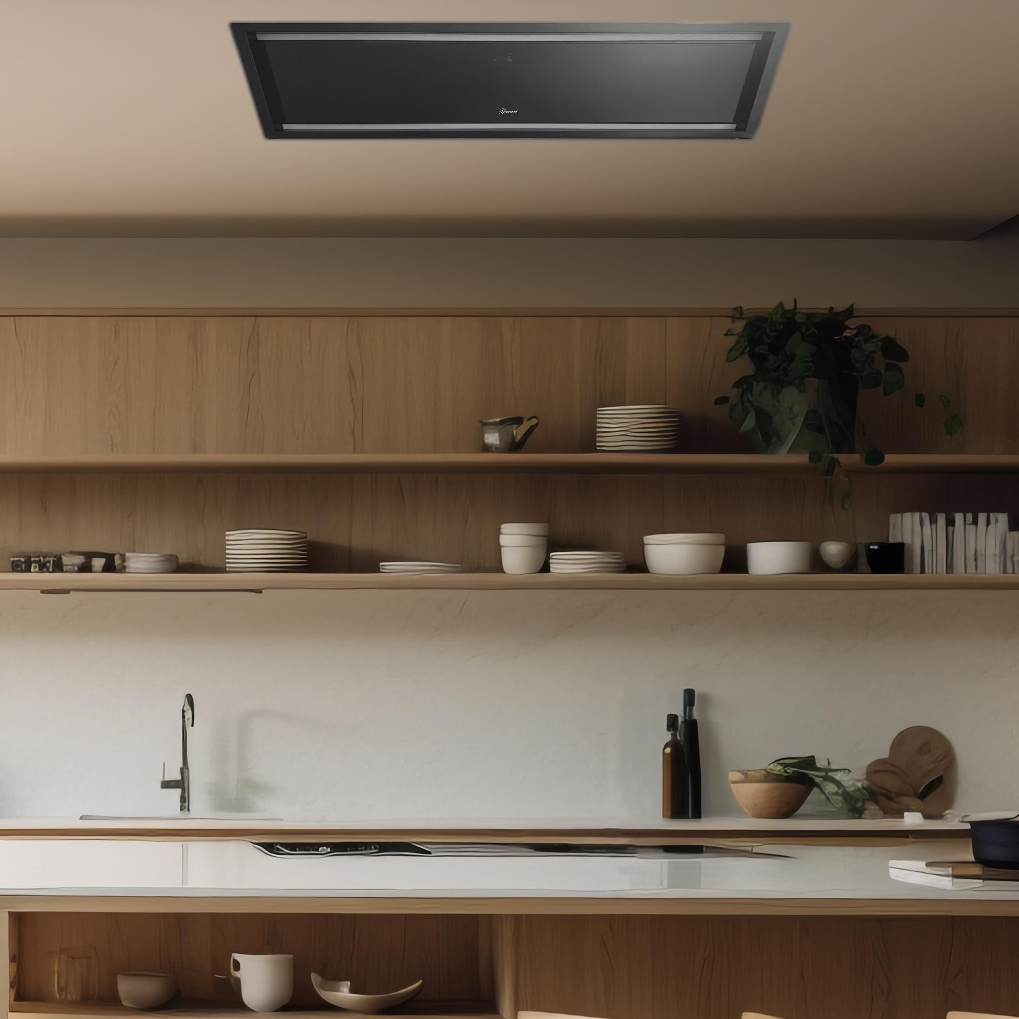 Gurari Deckenhaube 90 cm GCH 973 BL Dunstabzugshaube mit Gestensteuerung LED 850 m³/h Umluft Abluft Fernbedienung