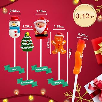 Christmas Candy Gift Lollipops Suckers 24 Pack, Individually Wrapped
