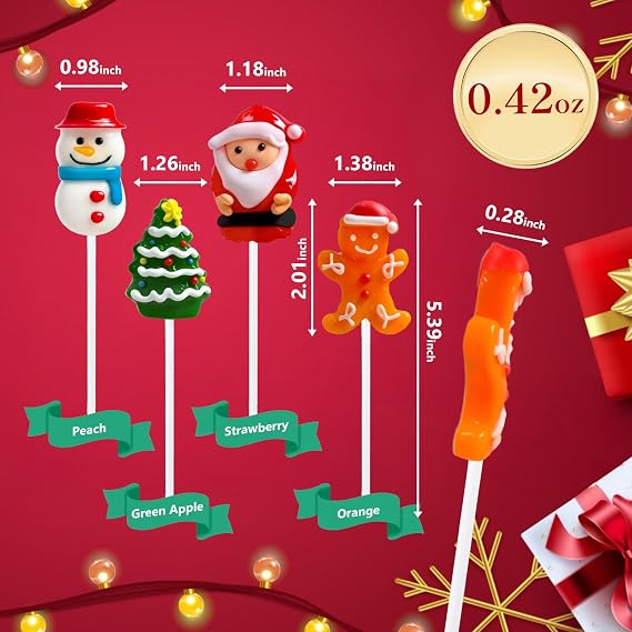 Christmas Candy Gift Lollipops Suckers 24 Pack, Individually Wrapped
