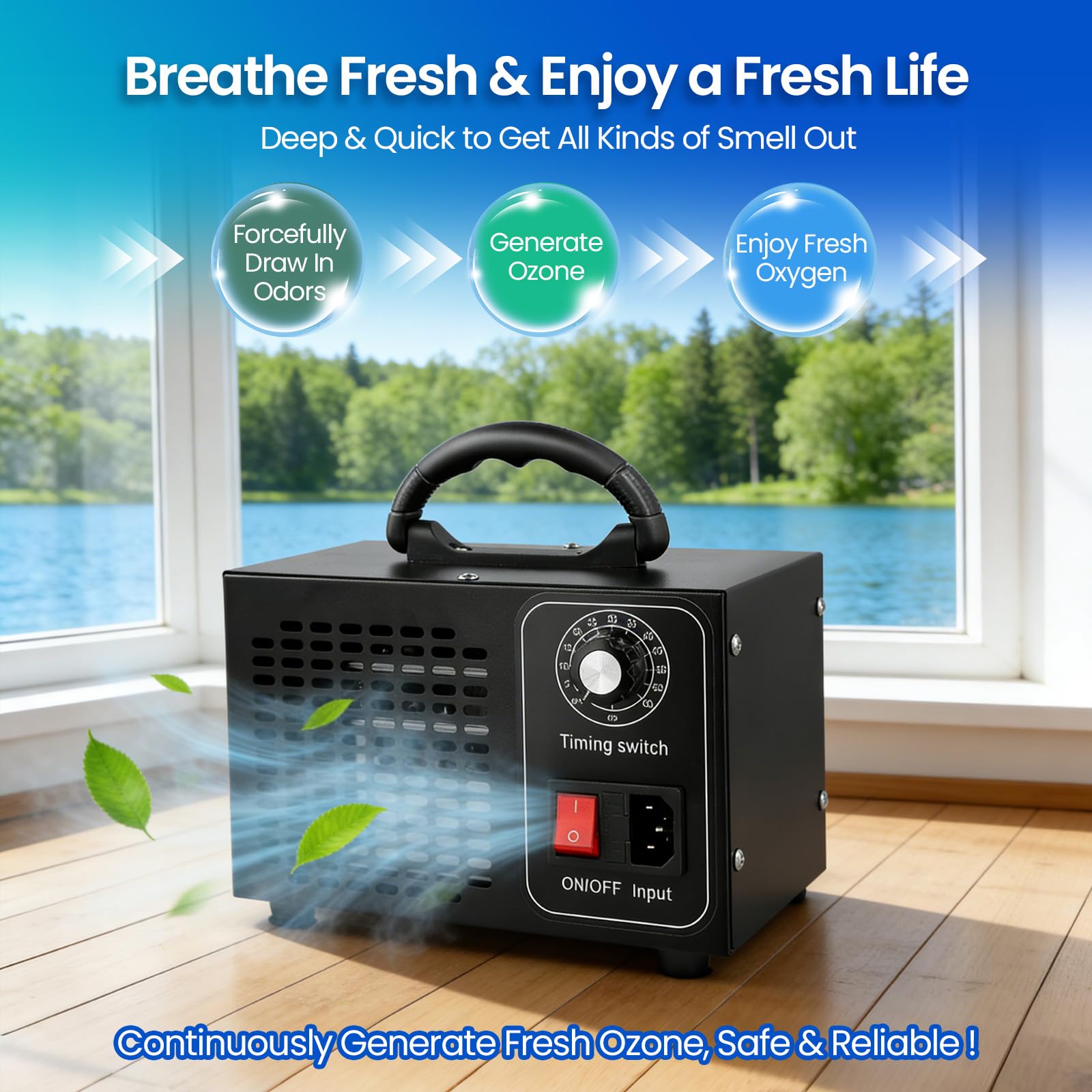 Generatore Di Ozono 60000 Mg/Ora,Ozonizzatore Con 60 Min Timer,Macchina Ozono Alta O3,Purificatore D'Aria Deodorante Per Auto,Appartamento,Ufficio,Garage