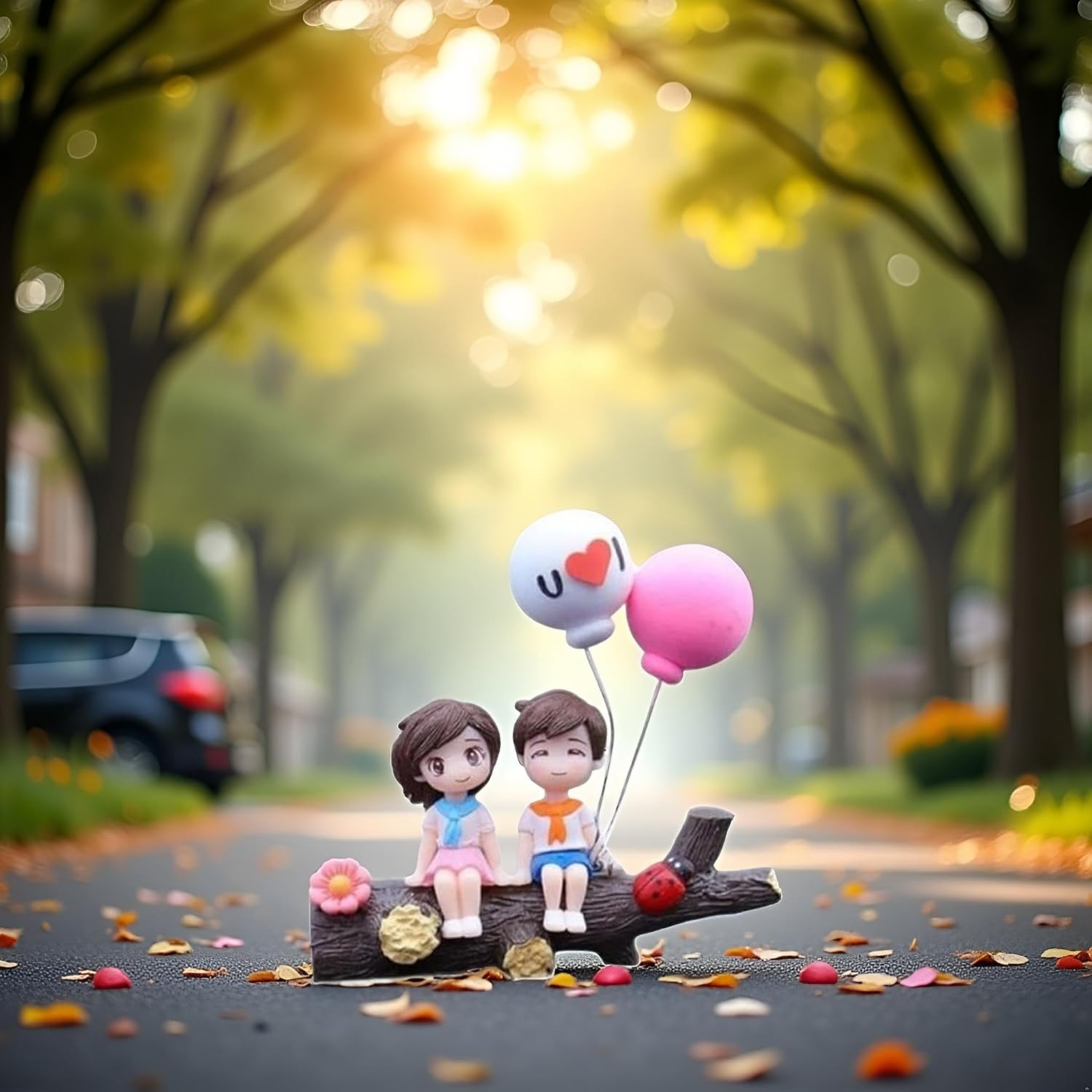 1pc Lovely Couple Car Decoration,Car Dashboard Decorations Girl and Boy Ornament,Interior Resin Suit,for Couples,Home Décor Accents Tassels