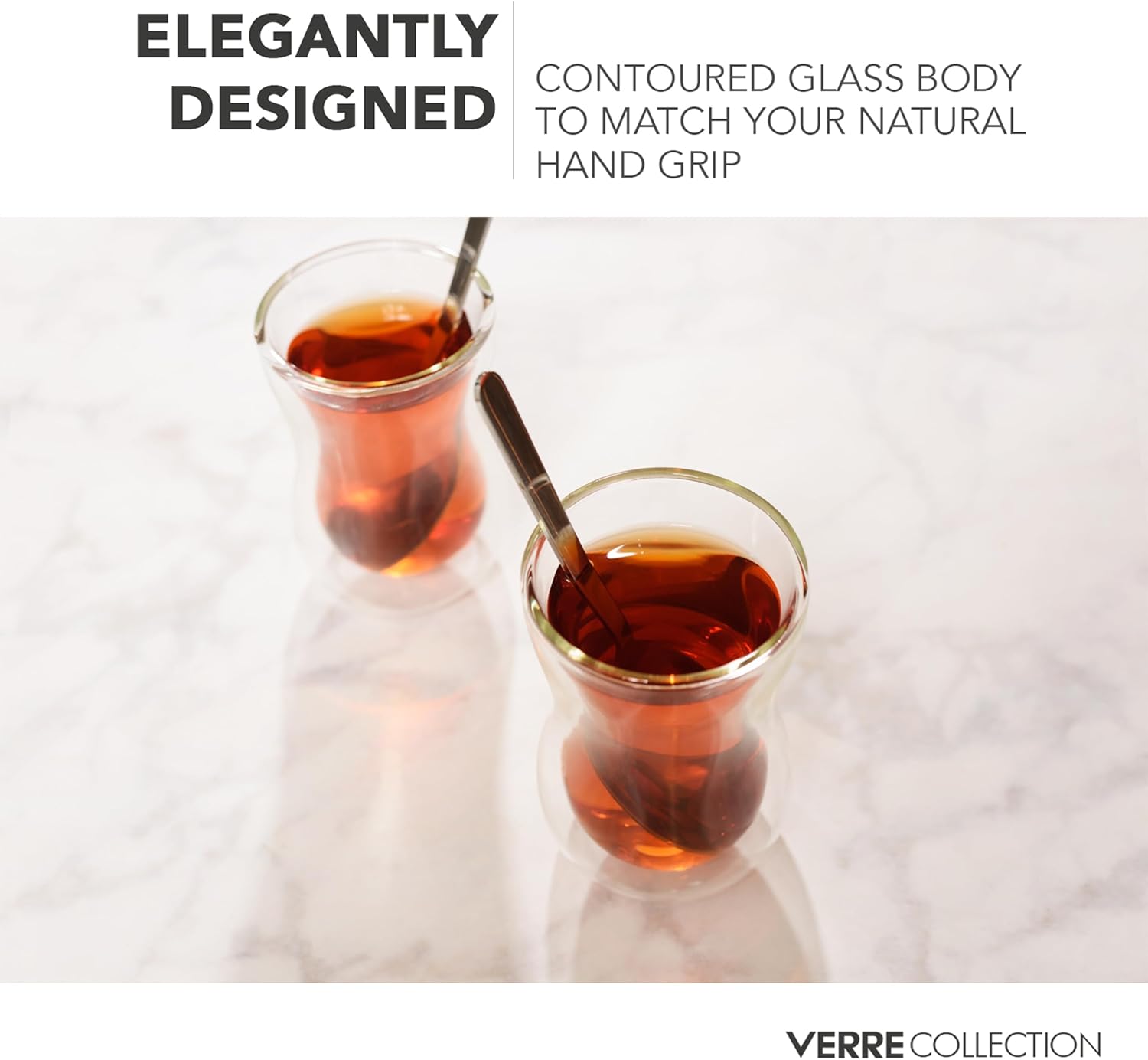 Turkish Tea Cups 4.25 oz, Lightweight Turkish Tea Glasses, Heat Resistant Double Wall Tea Cups, Insulated Turkish Tea Set of 2 - Image 4