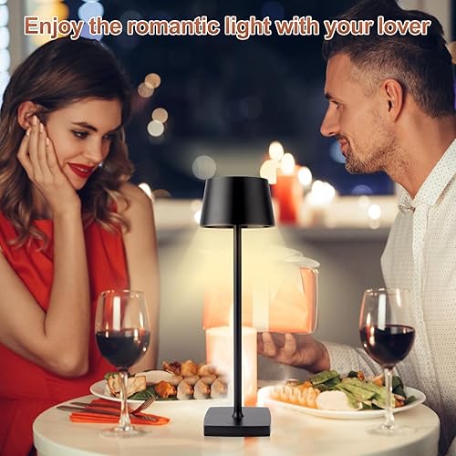 Miniatura 2 de Lámpara de mesa inalámbrica, batería recargable de 5200 mAh, impermeable IP54, aleación de aluminio, atenuación táctil, luz cálida LED de 4 W, para