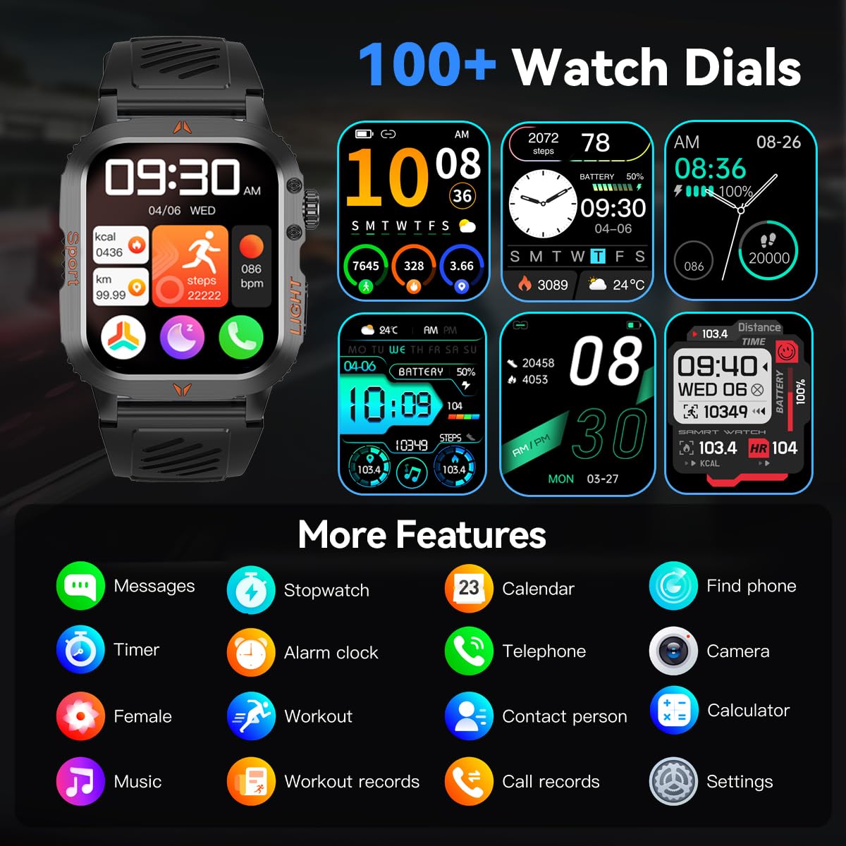 Reloj inteligente militar para hombre, altímetro, barómetro, brújula, IP68, resistente al agua, apto para natación, contestar/hacer llamadas, para actividades al aire libre, reloj de fitness