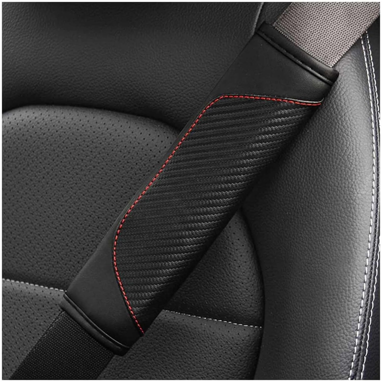 2-Pack Car Seat Belt Covers for Buick Excelle 2013-2024, Soft Leather Shoulder Strap Pads Breathable Non-Slip Safety Belt Protector Cushion,Black