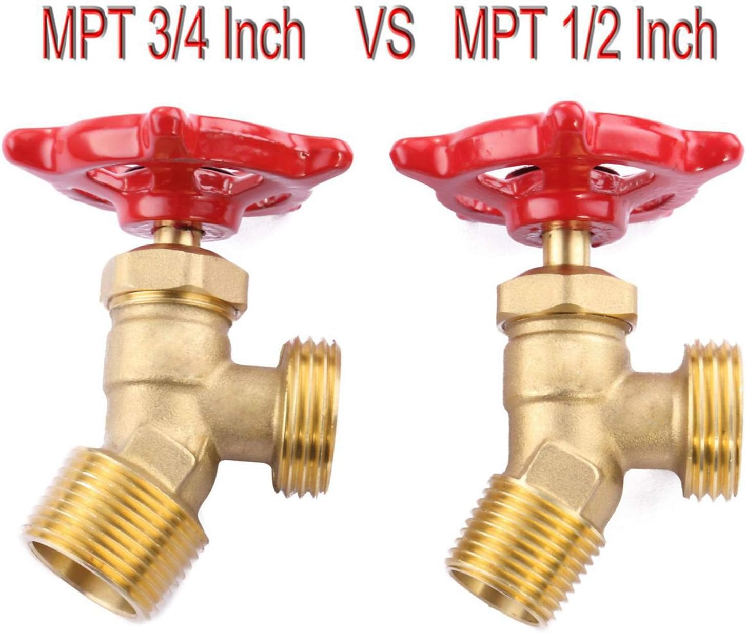 LitOrange Solid Brass Backyard 65 Degree Elbow Stop Valve Hose Bibb Solder NPT 1/2" Male Thread to MHT 3/4" Inch Male Threaded Garden Hose Connector Adapter Water Shut-Off Valve Faucet (Pack of 2)