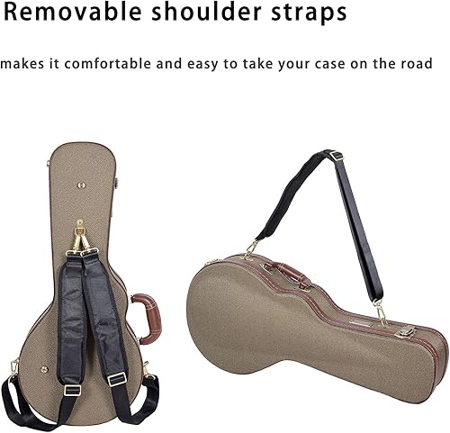 Miniatura 150 de Crossrock Estuche rígido de madera para guitarras eléctricas Les Paul con correas de hombro extraíbles-Tweed (CRW700LTW)