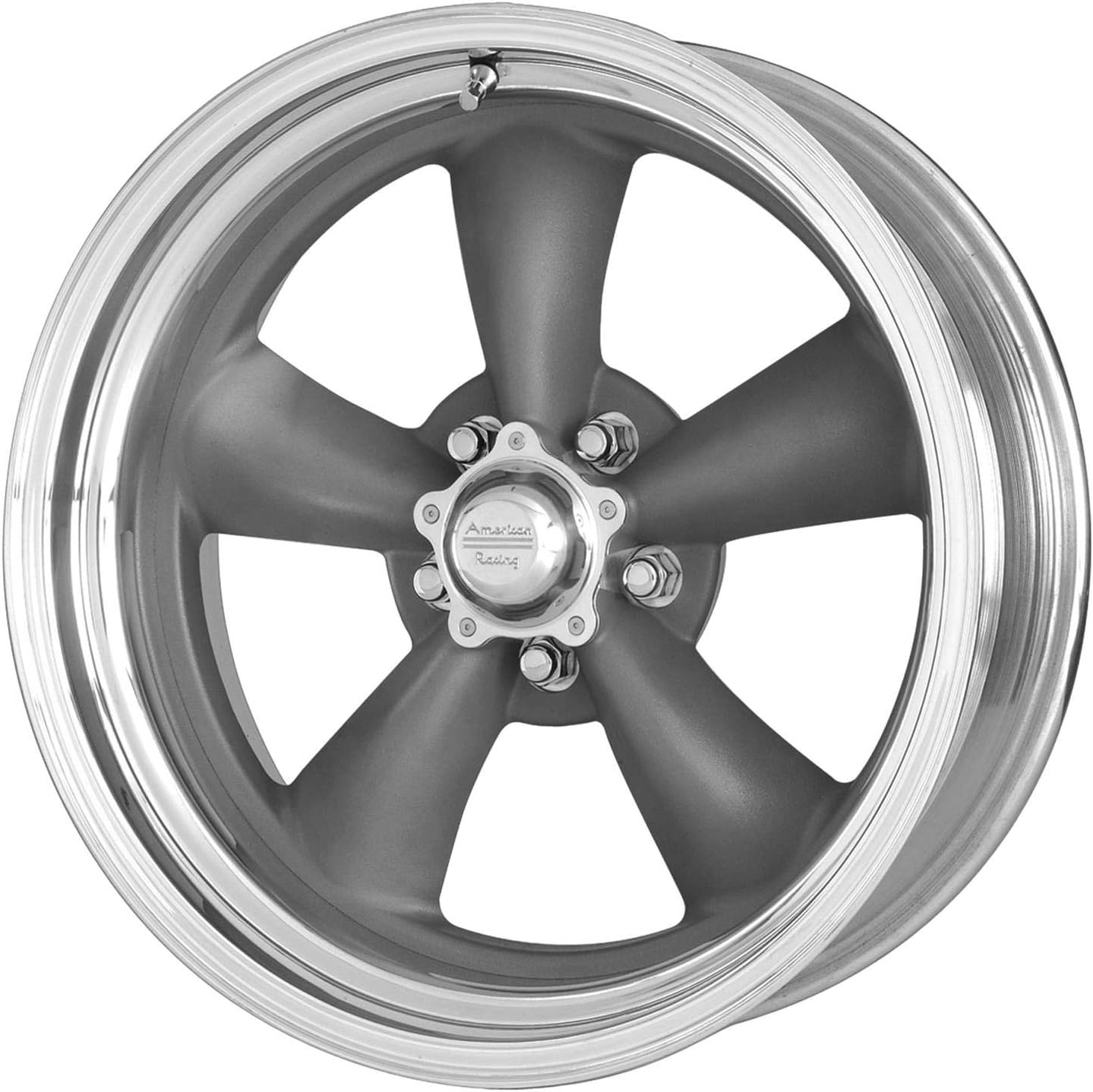 Speedway Motors Classic Torq Thrust Style Wheel 15 x 7 Cast Aluminum Matte Finish 5x4.5 Bolt Pattern Includes One Wheel and Set of Five Chrome Acorn Lug Nuts 7/16-20