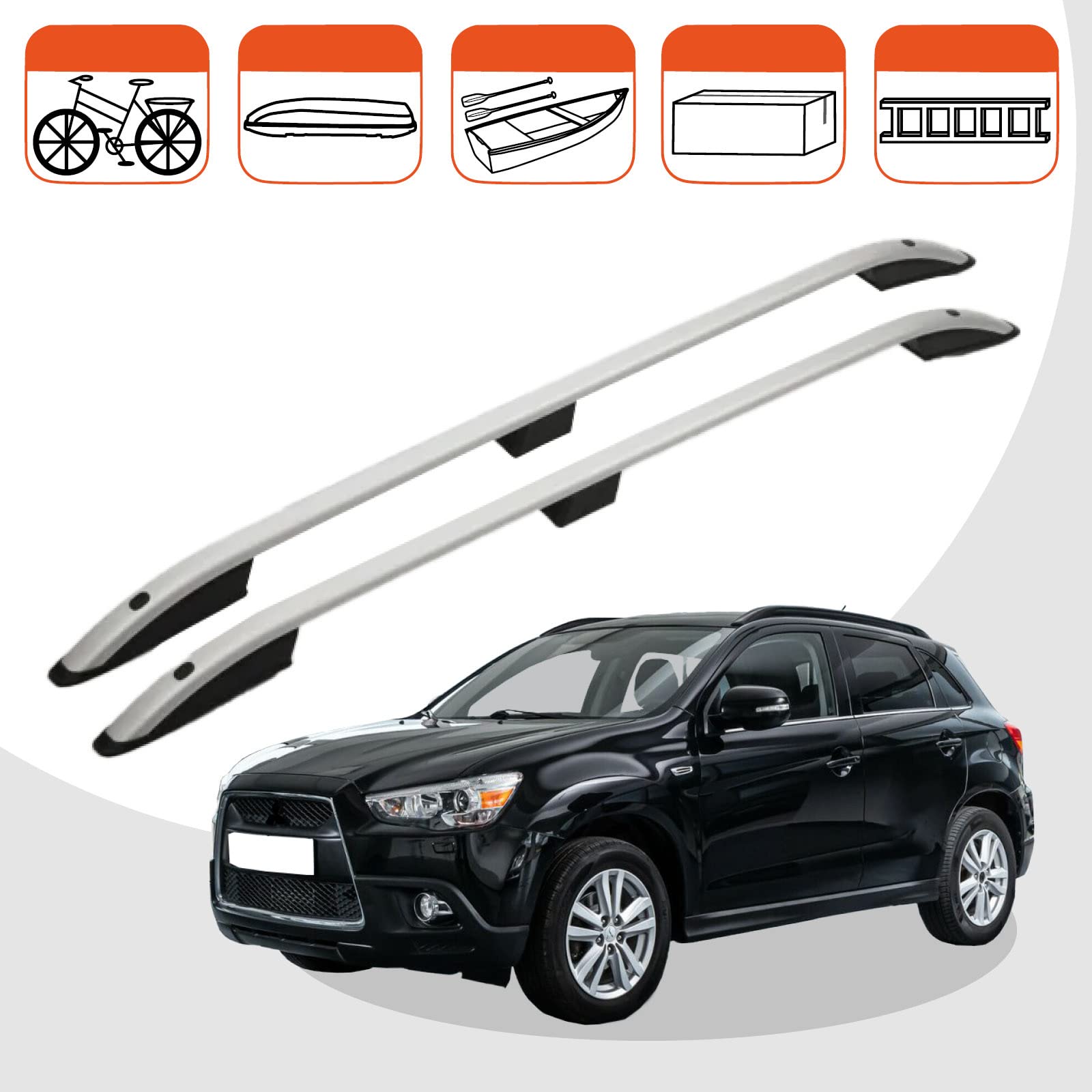 Produktbild von Relingträger Dachträger Dachgepäckträger Für Mitsubishi ASX SUV 2010-2019, Eloxiertem Aluminium