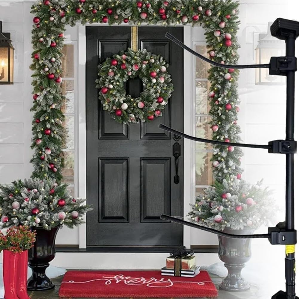 Garland Hanger for Front Door, Adjustable Door Frame Hanger for Holiday Decor, No Drill Heavy-Duty Holder for Wreaths Lights Christmas Halloween