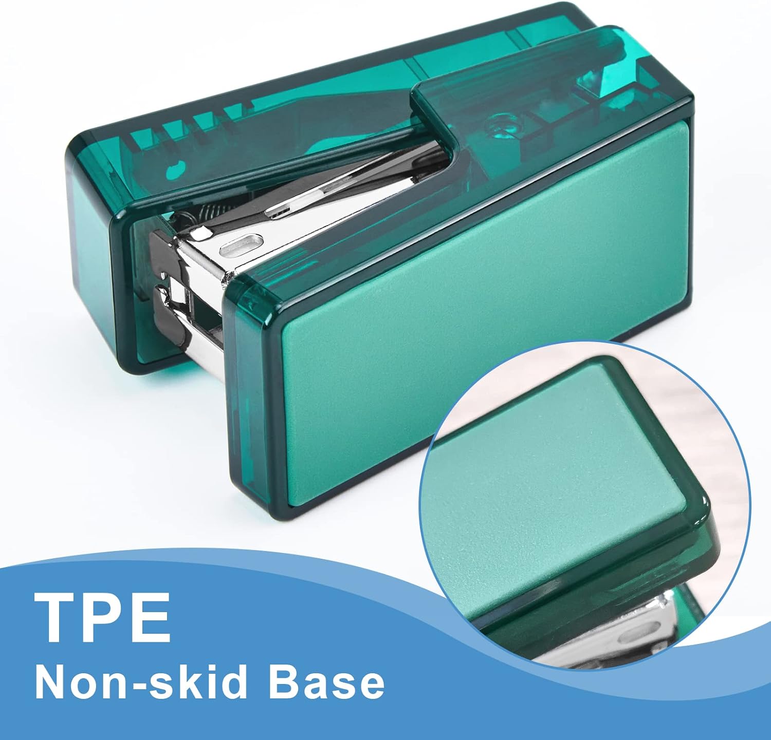Gevanchi Mini Stapler, 20 Sheet Office Desktop Stapler with 640 Standard Staples and A Staple Remover, Transparent Green : Office Products