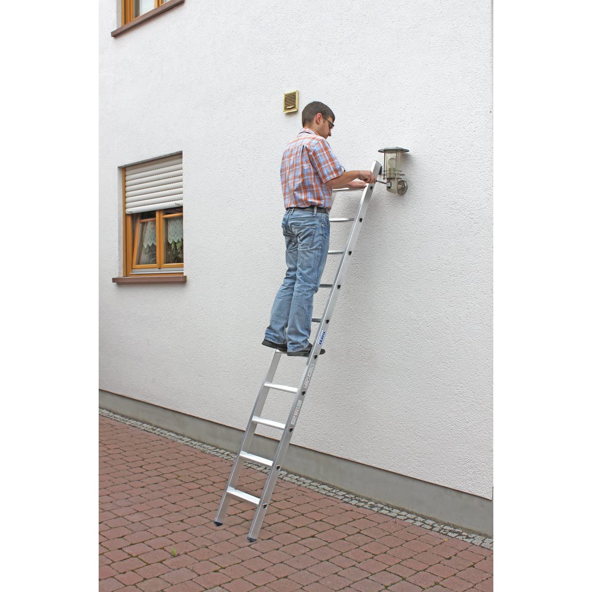 Stufen-AnlegeLeiter, (Alu), Arbeitshöhe 4,15 m,Leiternlänge 2,7 m, Stufenanzahl 10, Gewicht 5,0 kg