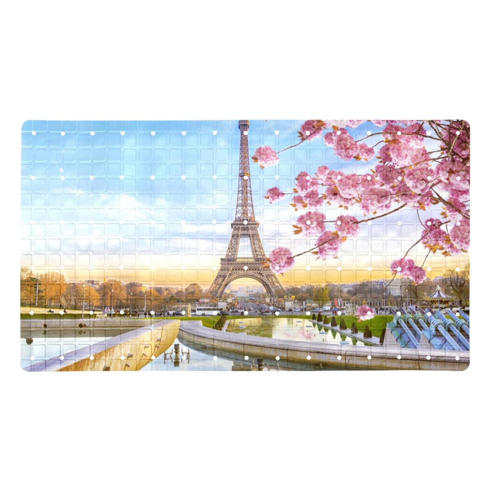 Alfombrilla de ducha Torre Eiffel de París 14,7x26,9 pulgadas antideslizante lavable a máquina
