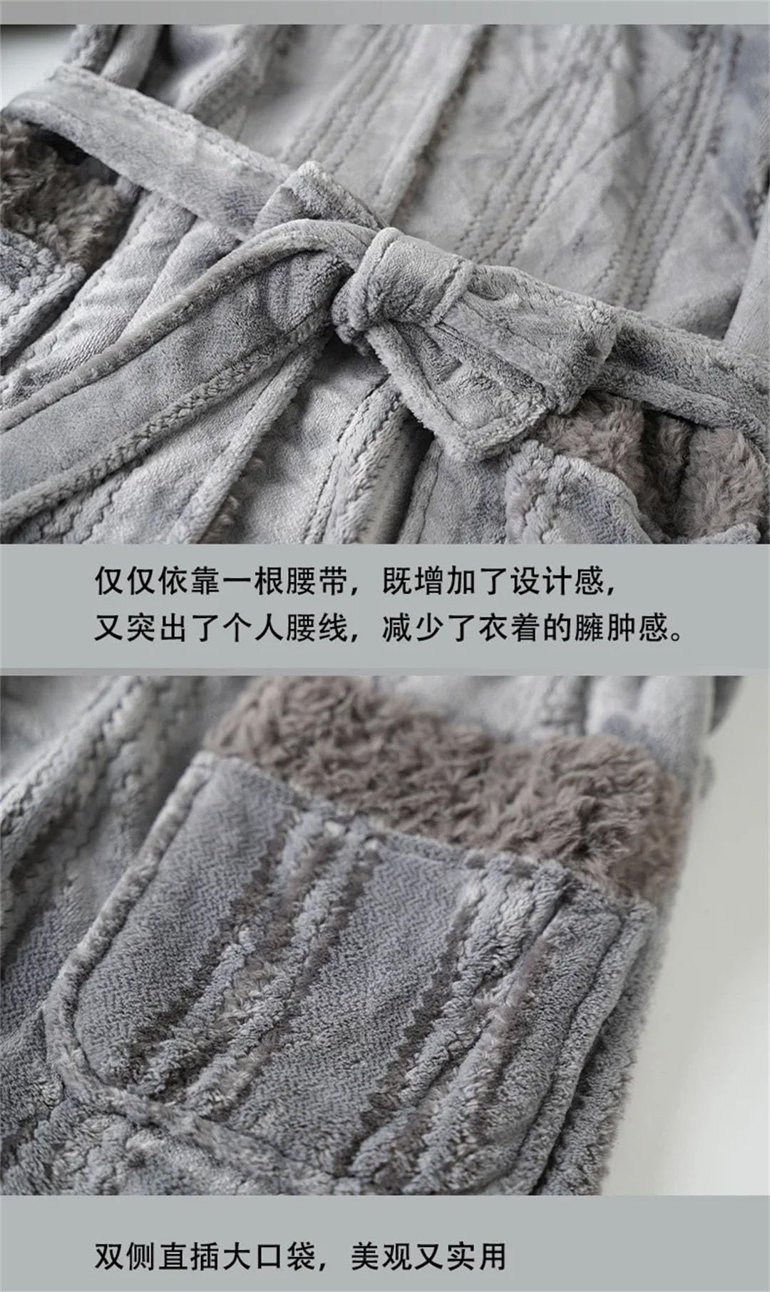 Indumenti da notte invernali da uomo in flanella spessa coppia vestaglia lunga con cappuccio kimono accappatoio loungewear allentato caldo pile homewear blu navy abito lungo XL, Vestaglia Lunga Blu