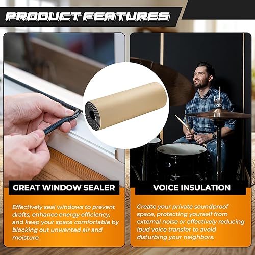 Miniatura 17 de NATGAI Esponja de neopreno con lámina de goma de espuma adhesiva de 1/2 pulgada de grosor x 12 pulgadas de ancho x 54 pulgadas de largo, cortado a