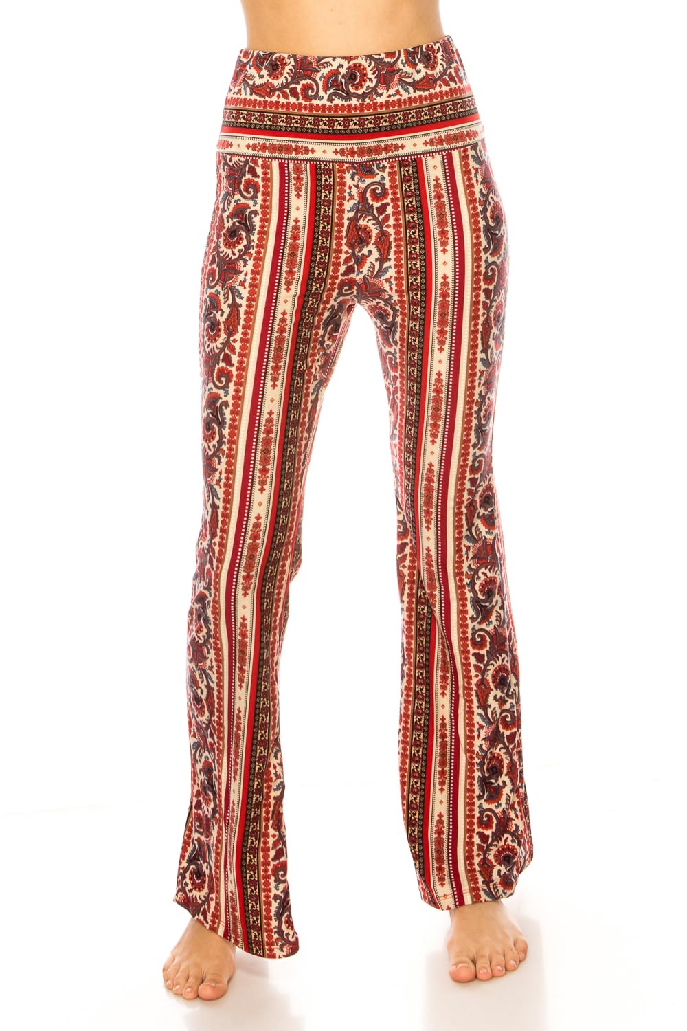 LA12ST High Waisted Yoga Flare Leggings for Women Tummy Control Printed Palazzo Pants Buttery Soft Bell Bottom Pants