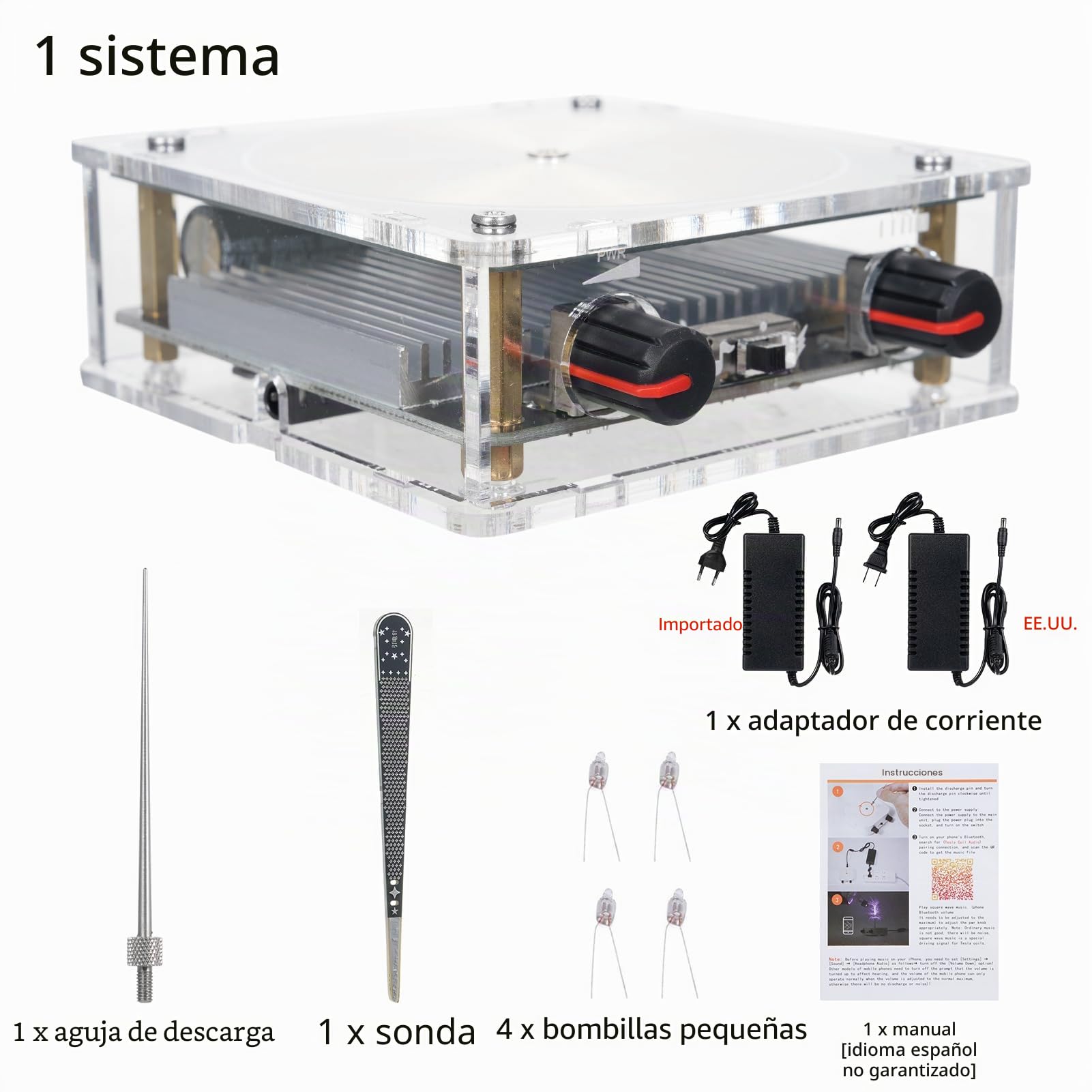Shkalacar Bobina de Tesla de Plasma, Altavoz BT Arco Experimental UE | Arco experimental, Modo de iluminación y música, Altavoz BT, Generador de rayos artificial, Transmisión inalámbrica