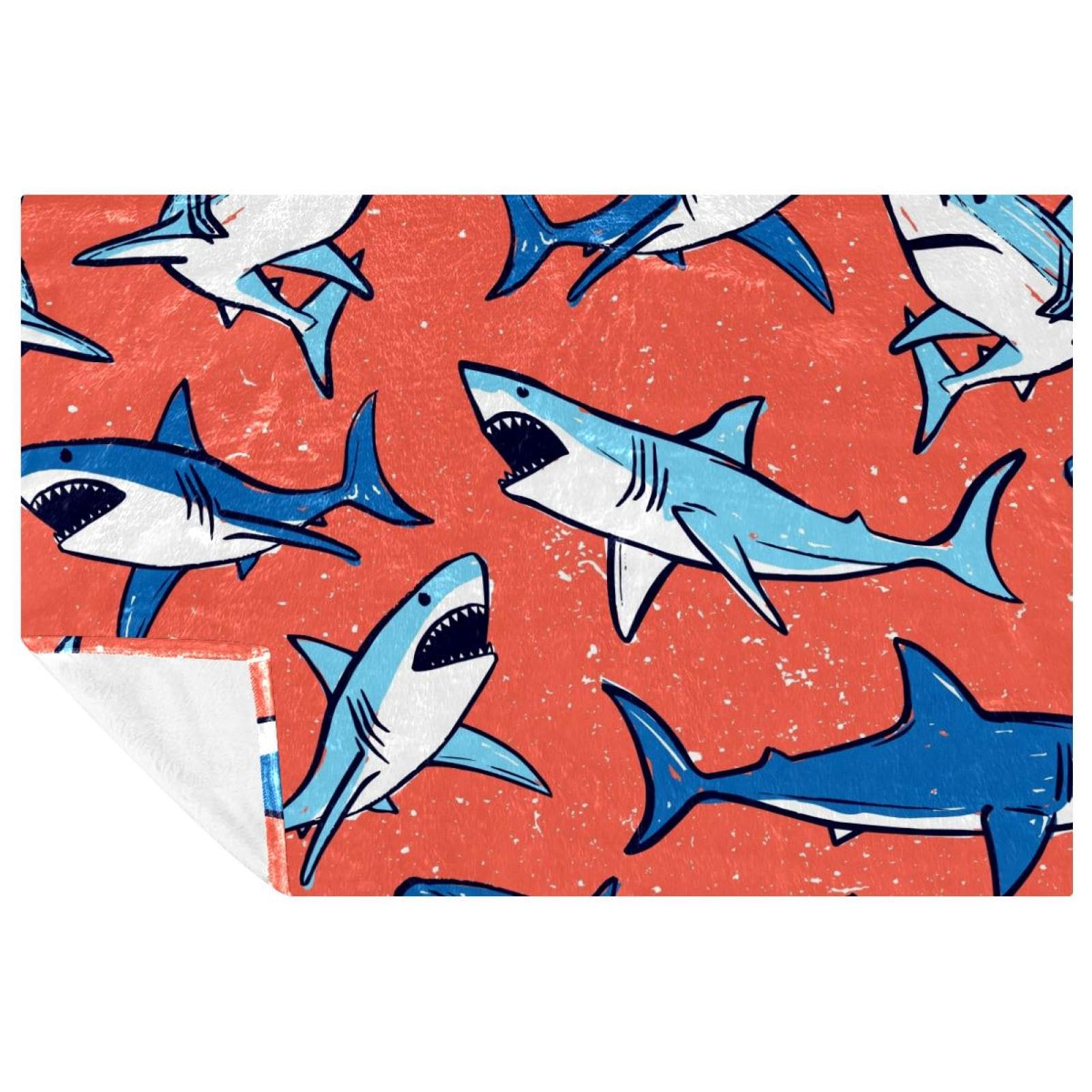 Plaid chaud requin sous-marin 150x100 cm jeté de canapé confortable rouge