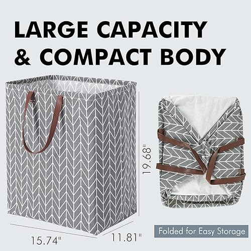 Miniatura 2 de TEELINK Cesta de lavandería con asas cesta grande plegable de 60 litros para ropa sucia tela independiente ligera impermeable para almacenamiento