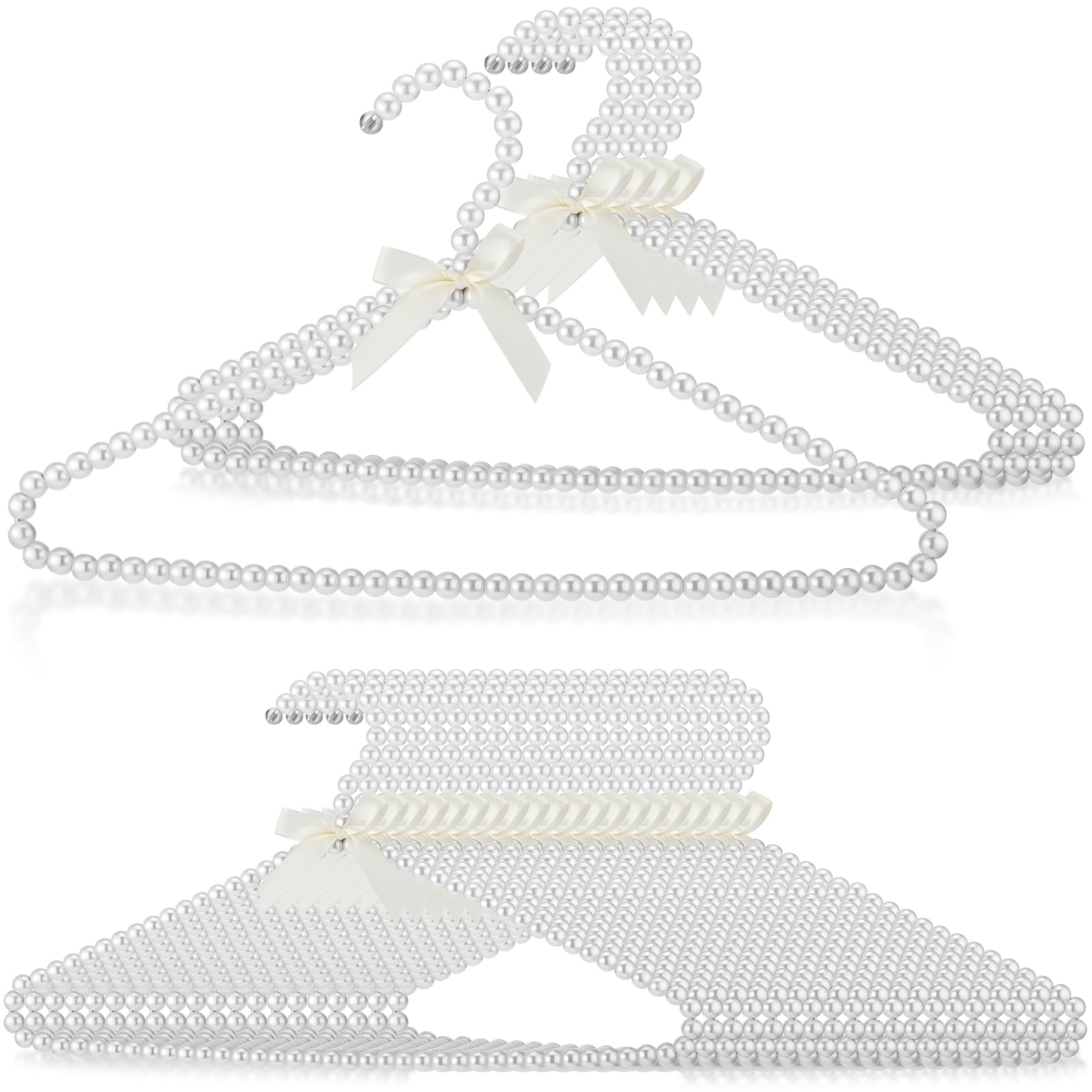 Cintres en perles pour robe de mariée Threan 40,6 cm porte-manteau et chemise avec nœud x25
