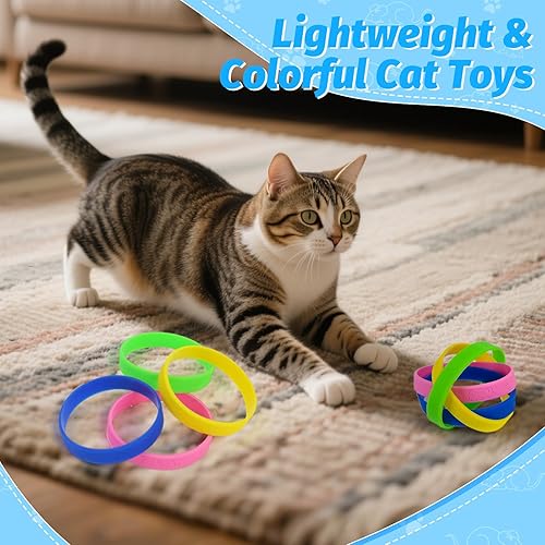 Miniatura 2 de Juguetes para gatos, 24 unidades, juguete de goma para masticar, juguetes interactivos para gatos para matar el tiempo, pulseras coloridas bandas