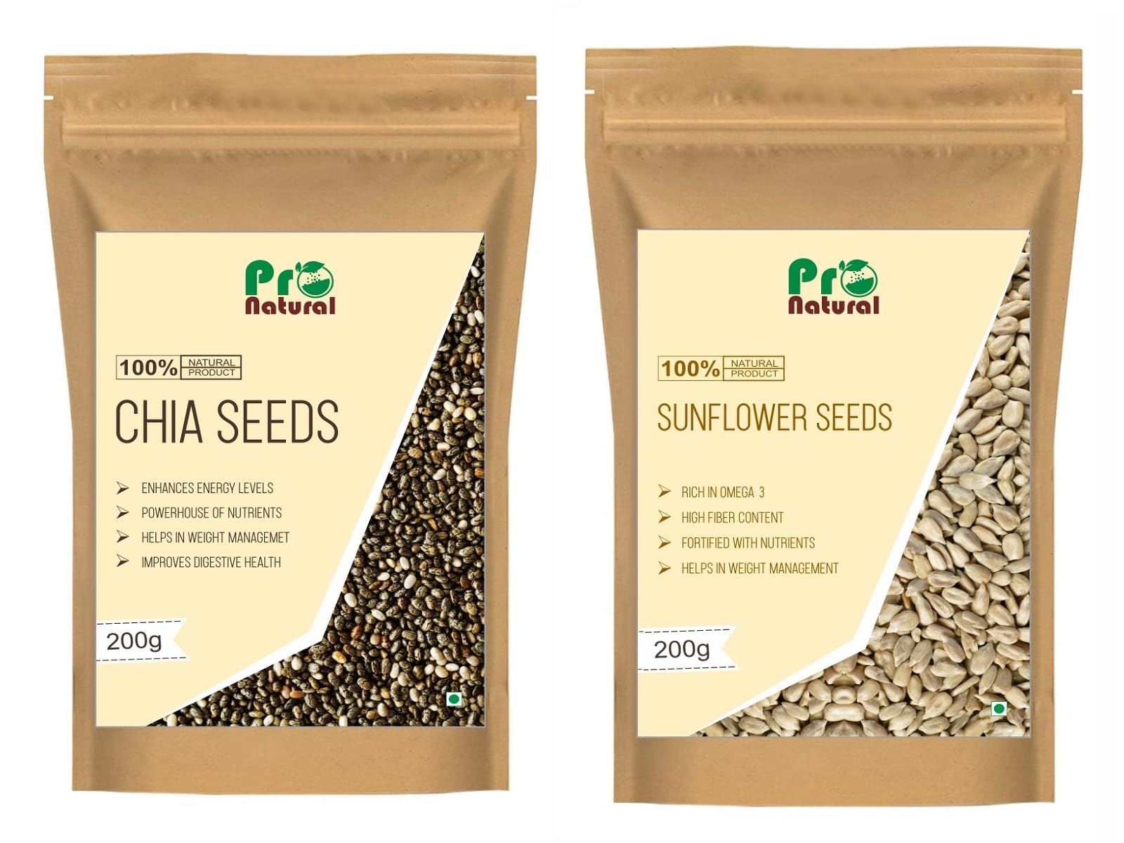 Pronatural Combo Pack of Raw Chia Seeds & Sunflower Seeds 200g each, 400gms (200gX2) (B0CCMTMDZN) Amazon Price History, Amazon Price Tracker