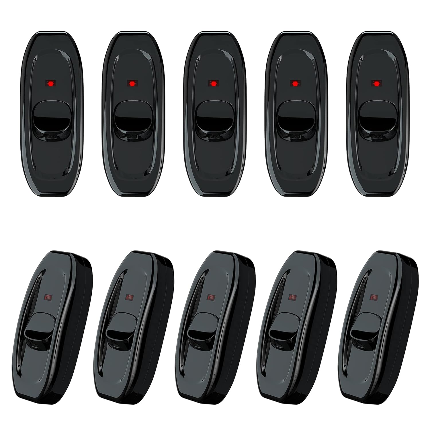Appliance Switch On/Off Button Table Lamp Desk Light in-line Cord Switch 250V 10A,Black-10 Pack